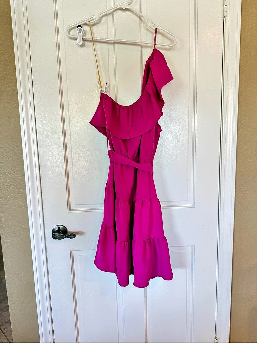 Good Luck Gem Pink Ruffle Mini Dress Size Large